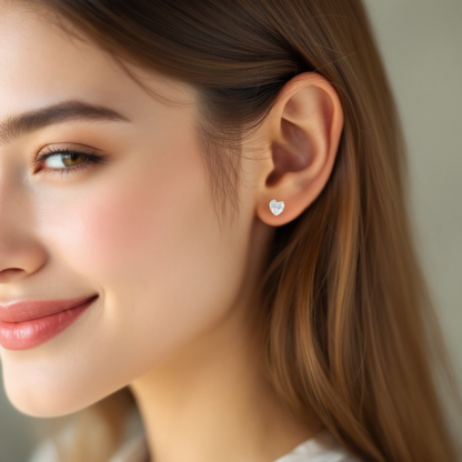 9ct Gold Heart Studs Earrings 5mm