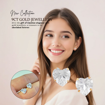 9ct Gold Heart Studs Earrings 5mm