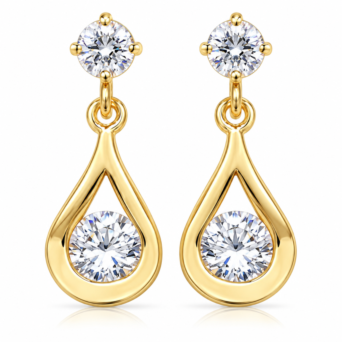 9ct Yellow Gold C/Z Teardrop Earrings 14mm*6mm