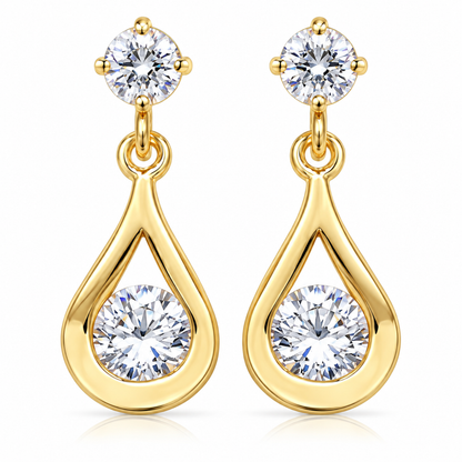 9ct Yellow Gold C/Z Teardrop Earrings 14mm*6mm