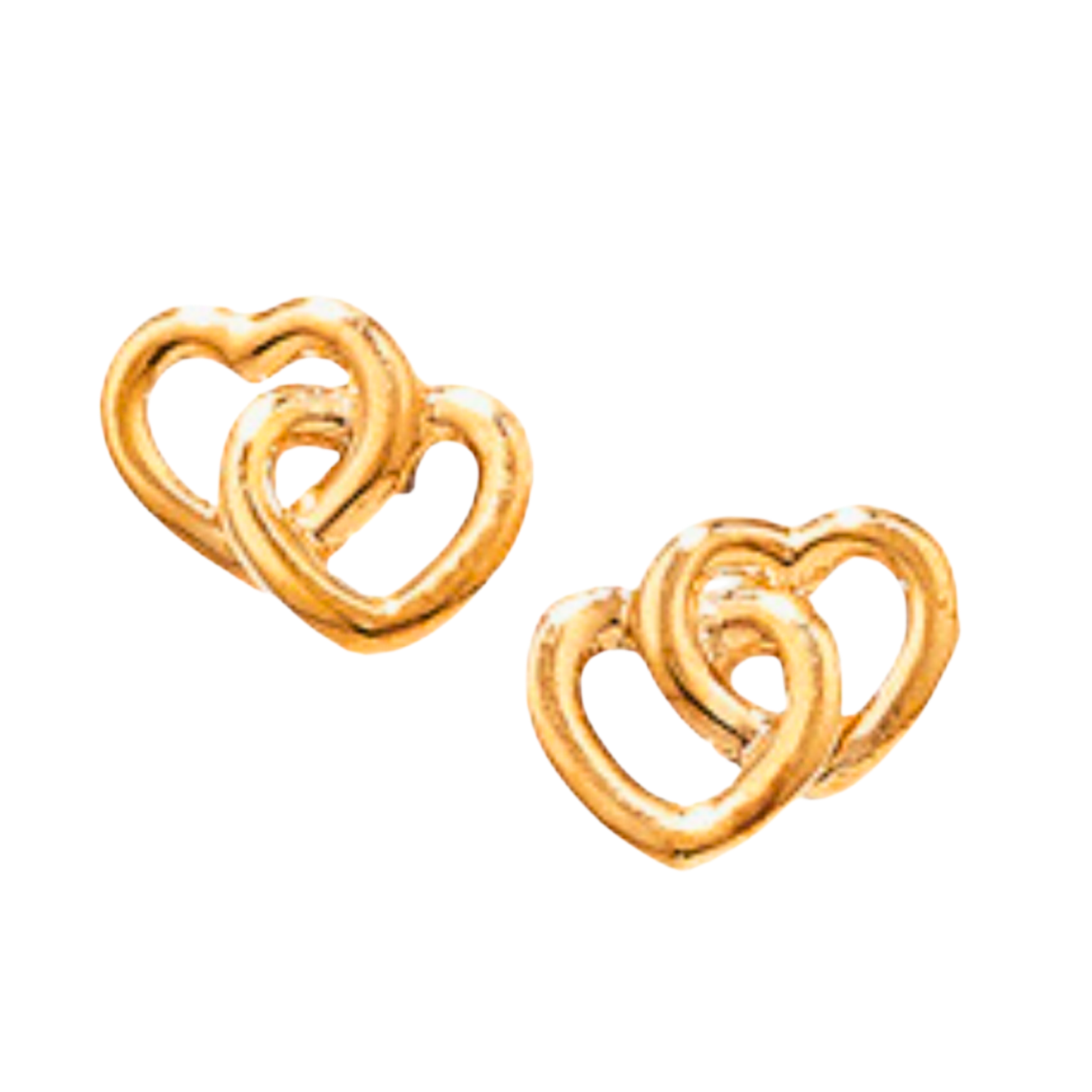 9ct Gold Interlocking Double Heart Stud Earrings 375 Hallmarked for Women