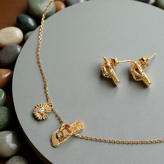 S925 Sterling Silver Summer Escape Necklace & Earrings Jewellery Set