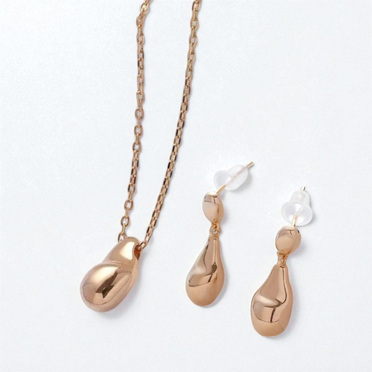S925 Sterling Silver Lustrous Teardrop Necklace & Earrings Jewellery Set
