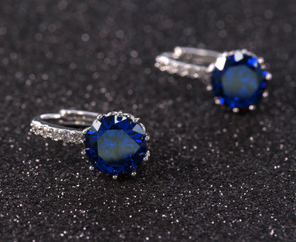 Women Round Cubic Zirconia Huggies Hoop Crystal Earrings