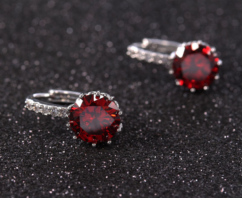 Women Round Cubic Zirconia Huggies Hoop Crystal Earrings