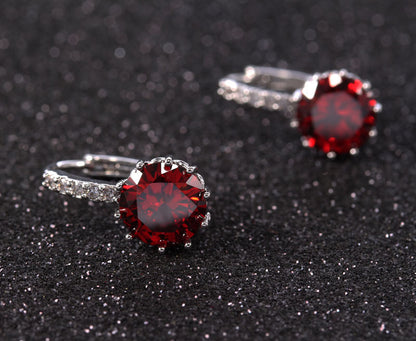 Women Round Cubic Zirconia Huggies Hoop Crystal Earrings