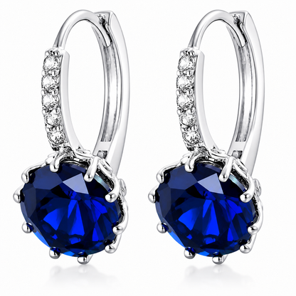 Women Round Cubic Zirconia Huggies Hoop Crystal Earrings