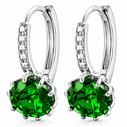 Women Round Cubic Zirconia Huggies Hoop Crystal Earrings