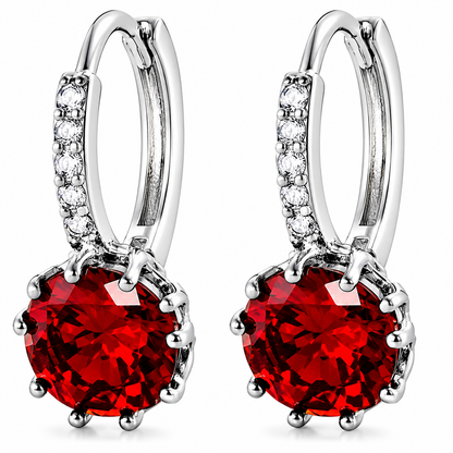 Women Round Cubic Zirconia Huggies Hoop Crystal Earrings
