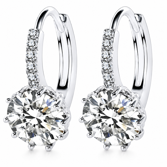 Women Round Cubic Zirconia Huggies Hoop Crystal Earrings