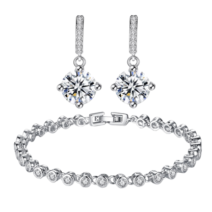 Tennis Crystal Bracelet and Drop Earrings Set