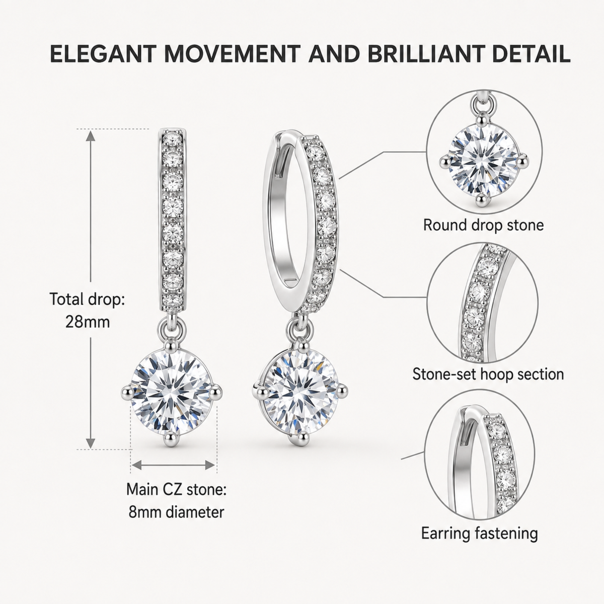 Tennis Crystal Bracelet and Drop Earrings Set
