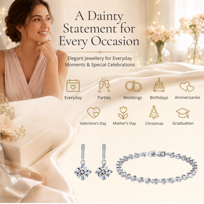 Tennis Crystal Bracelet and Drop Earrings Set