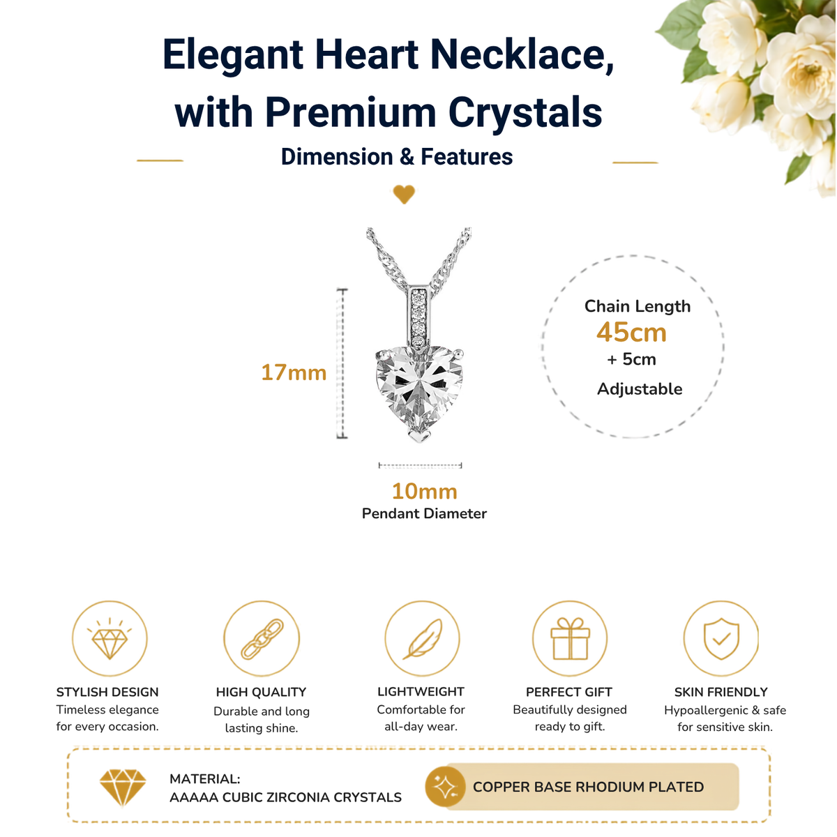 Heart Cut Crystal Pendant Necklace and Ring Set