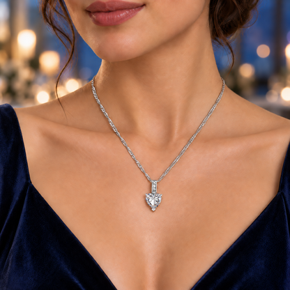 Heart Cut Crystal Pendant Necklace and Ring Set