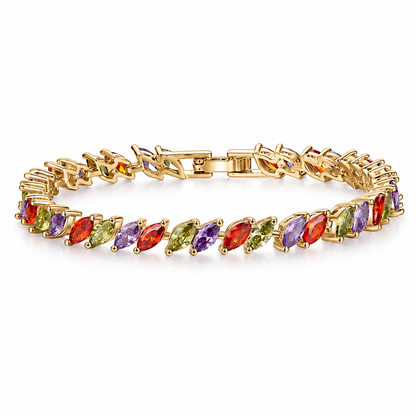 Multi-Colored Marquise Gold Tone Bracelet