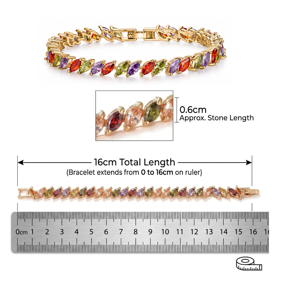 Multi-Colored Marquise Gold Tone Bracelet