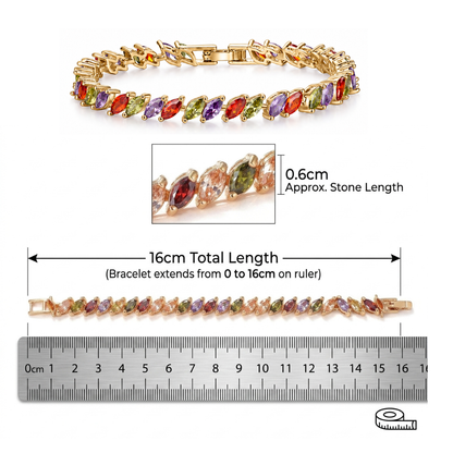 Multi-Colored Marquise Gold Tone Bracelet