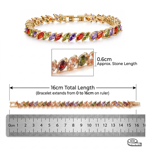 Multi-Colored Marquise Gold Tone Bracelet