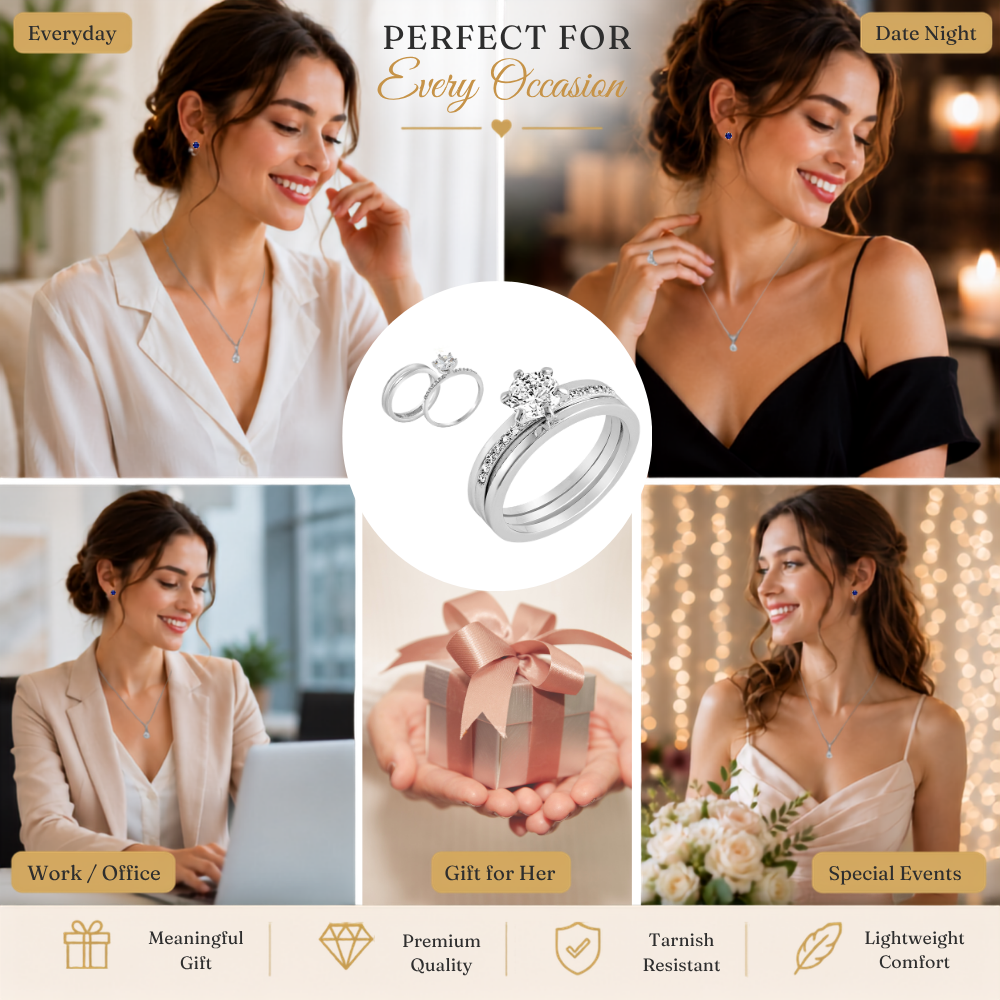 Brilliant Cut Eternity Double Ring Set