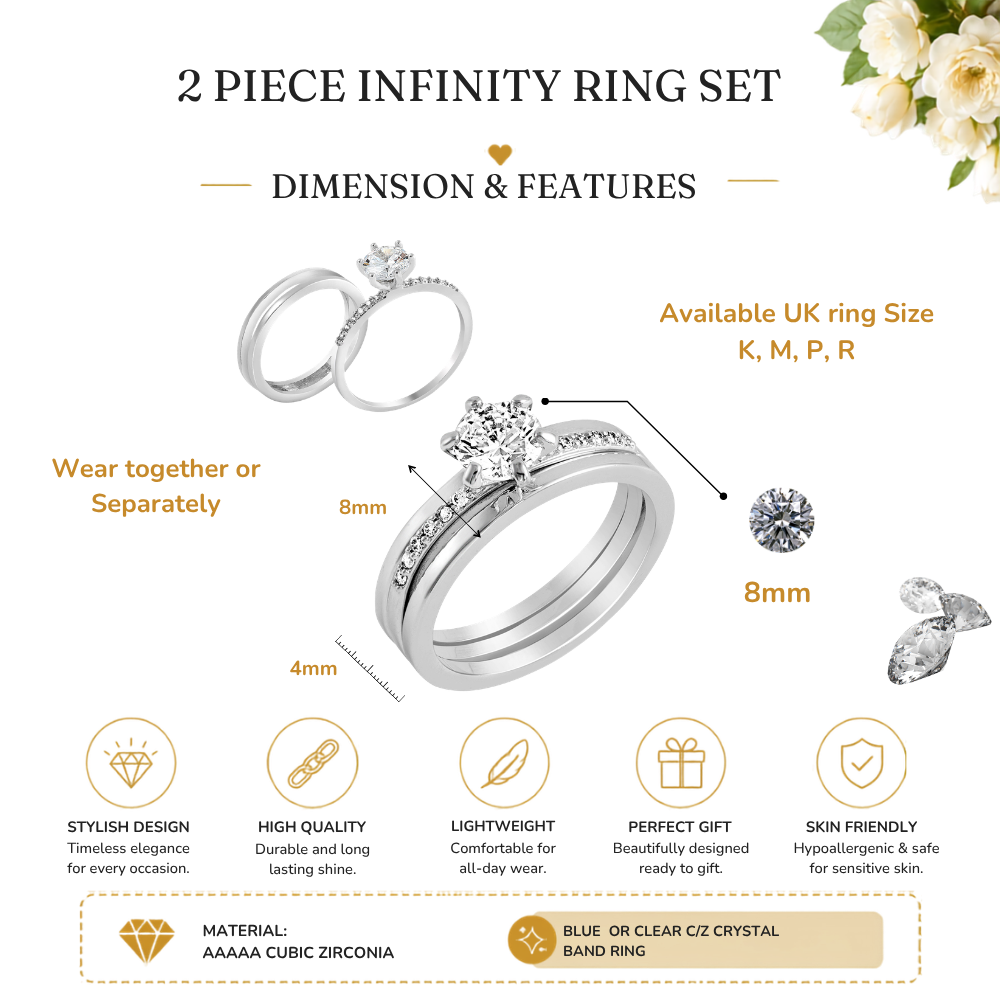 Brilliant Cut Eternity Double Ring Set