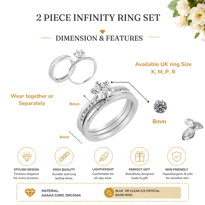 Brilliant Cut Eternity Double Ring Set