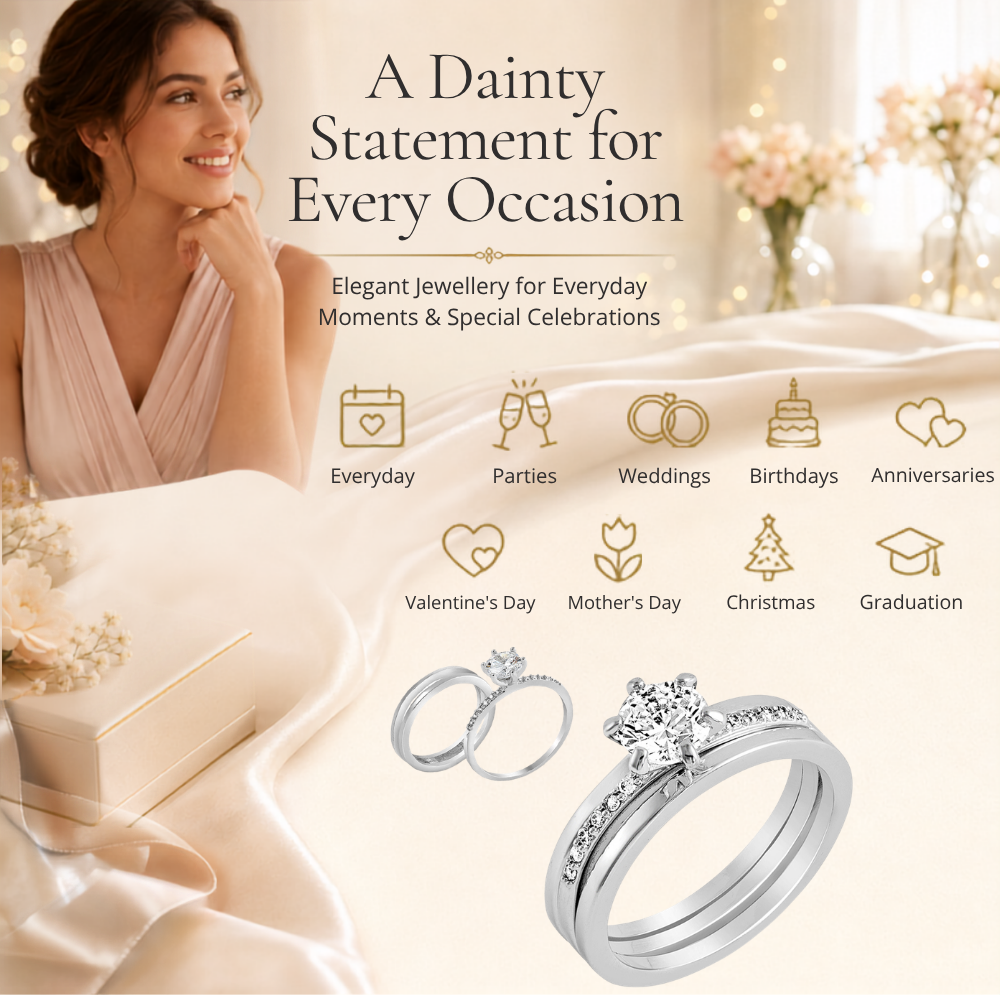 Brilliant Cut Eternity Double Ring Set