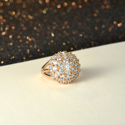 Cluster Crystal Ring & Solitaire Stud Earrings Set