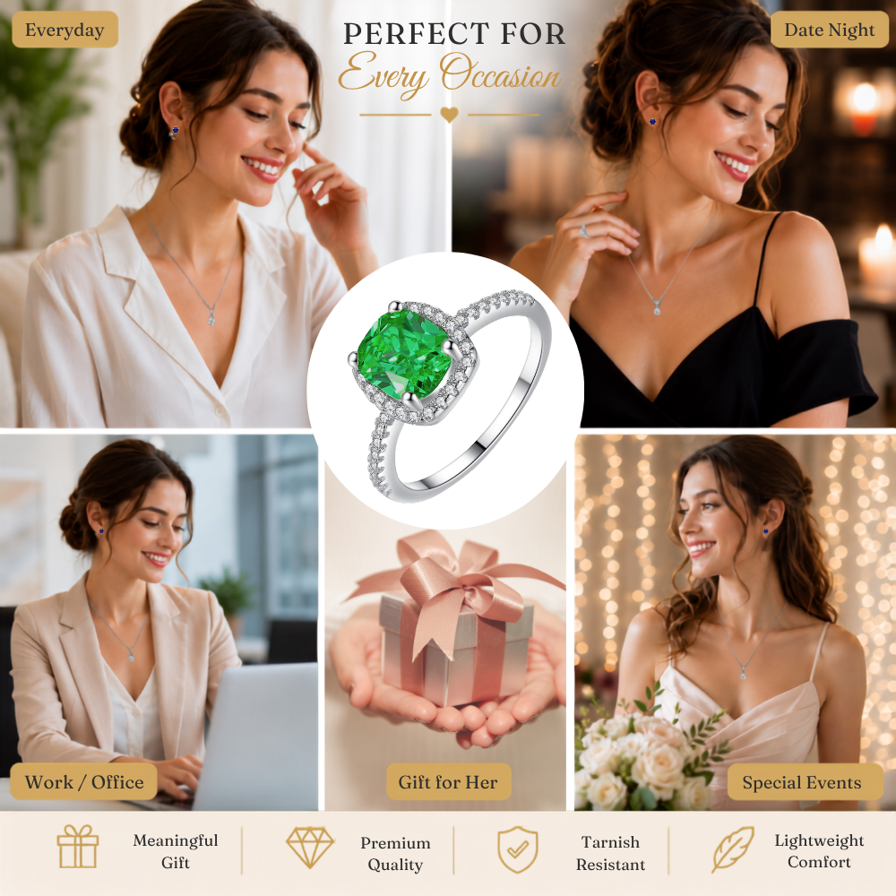 Emerald Green Crystal Ring