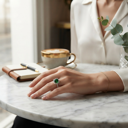 Emerald Green Crystal Ring