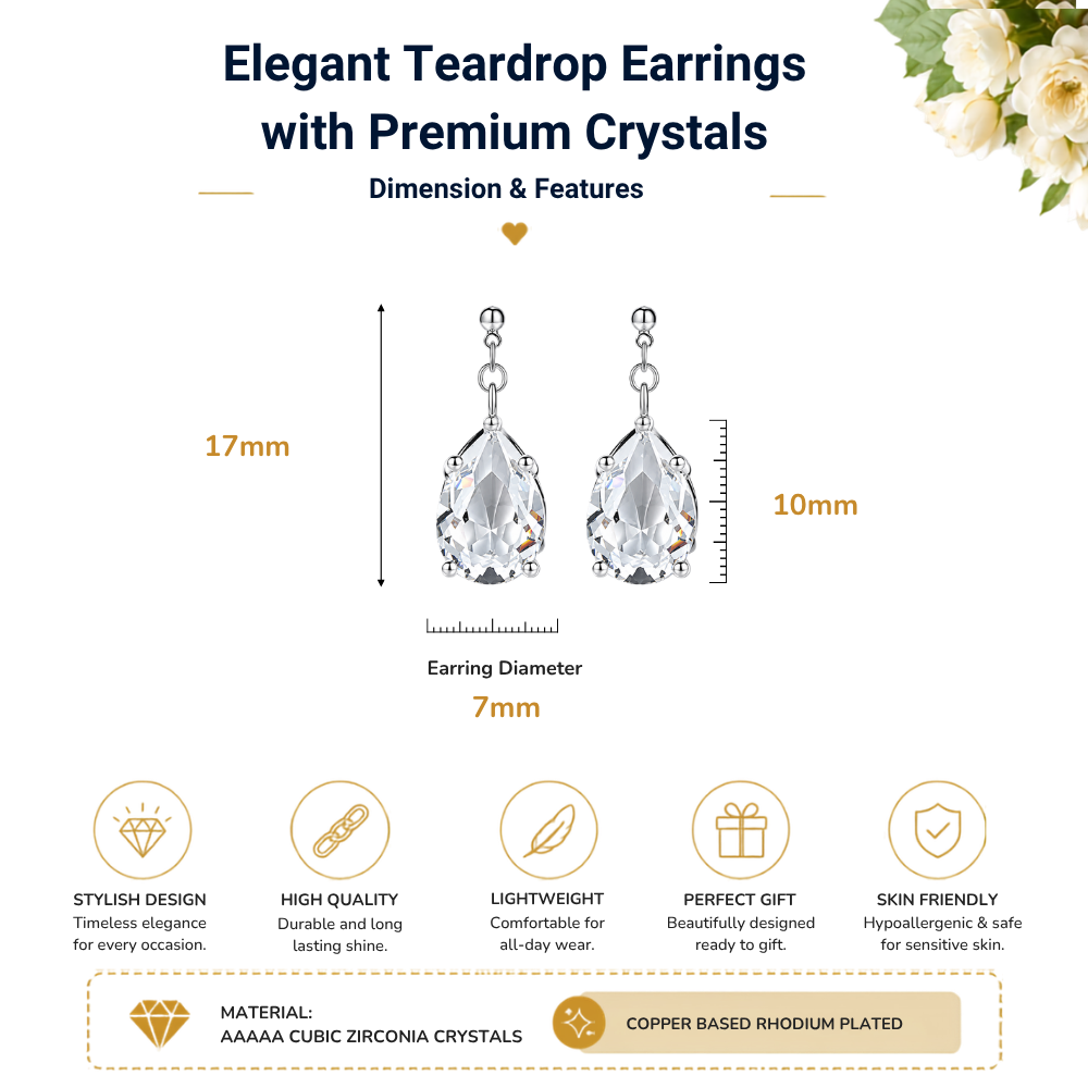 Tear Drop Earrings Made with Premium CZ