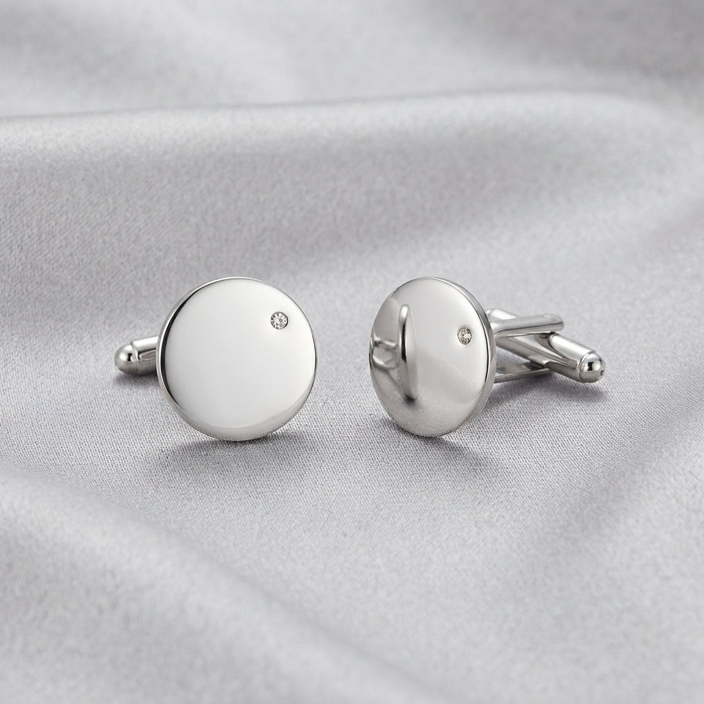 Men's Round Cufflinks with Premium Crystals