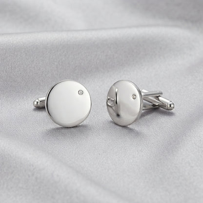 Men's Round Cufflinks with Premium Crystals