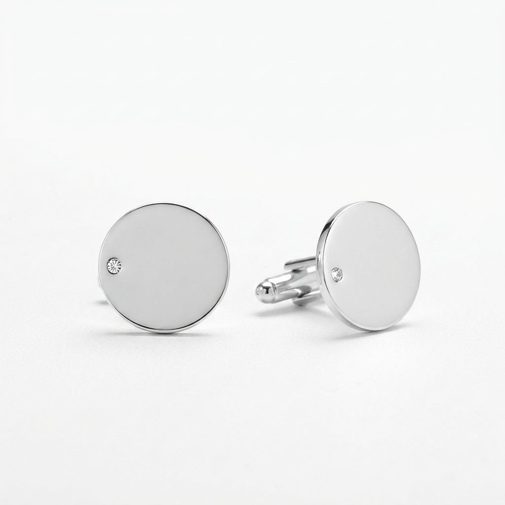 Men's Round Cufflinks with Premium Crystals