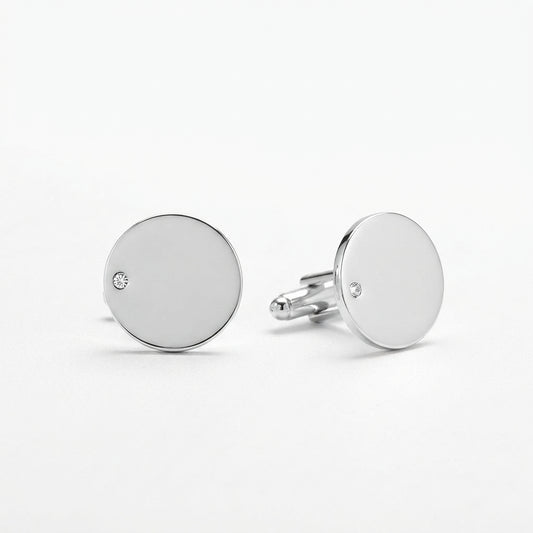 Men's Round Cufflinks with Premium Crystals