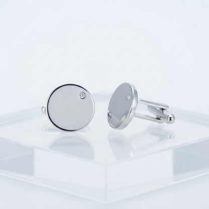 Men's Round Cufflinks with Premium Crystals