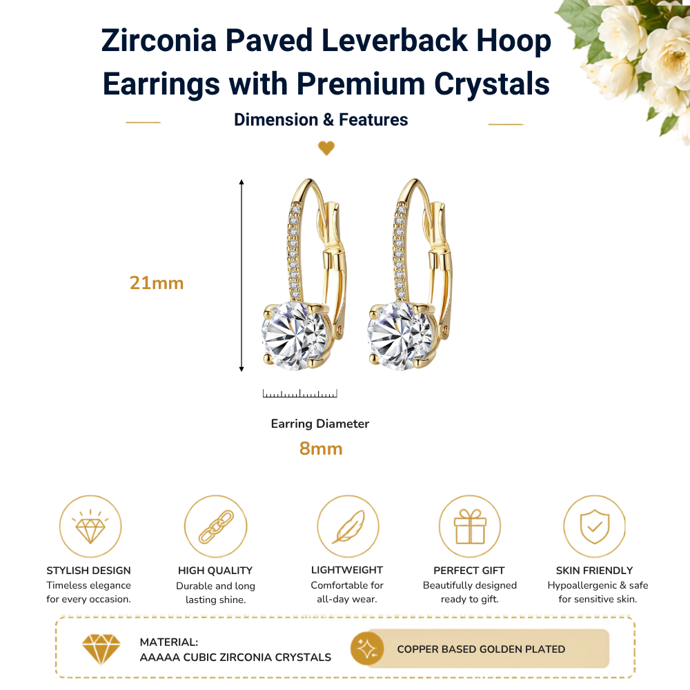 Golden Earrings Made with Crystal