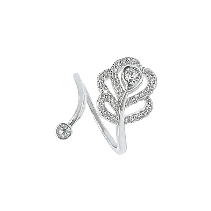 Sparkling Flower Open Adjustable Ring Made with Premium Crystal