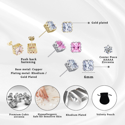 Crown Crystal Stud Earrings