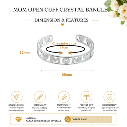 To My Mum Mom Cuff Bangle with Message Card