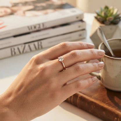 Rose Gold Ring with Clear Crystal