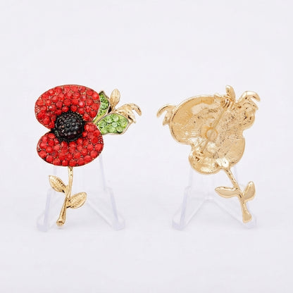 Sparkling Crystal Union Jack Poppy Brooch