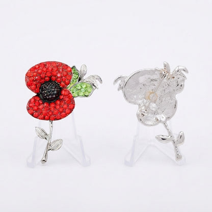 Sparkling Crystal Union Jack Poppy Brooch