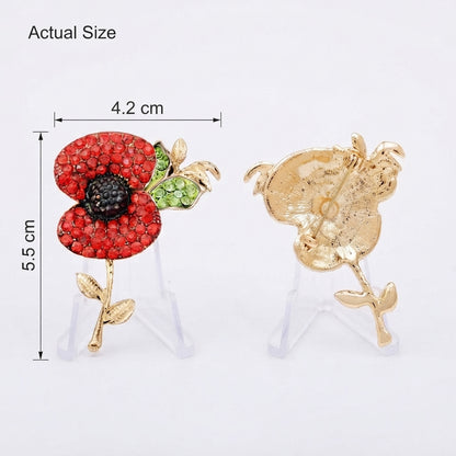 Sparkling Crystal Union Jack Poppy Brooch