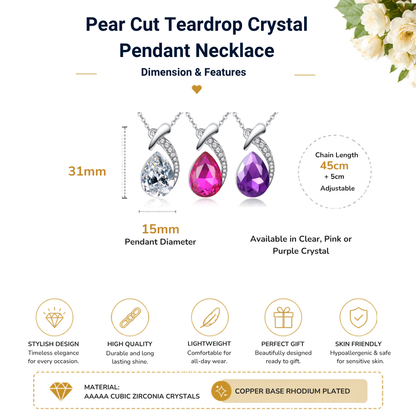 Sapphire Zirconia Teardrop Crystal Pendant Necklace