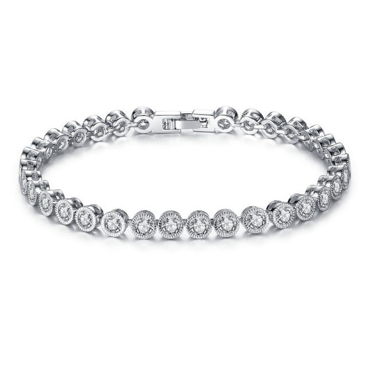 Silver Tone Cubic Zirconia Tennis Bracelet