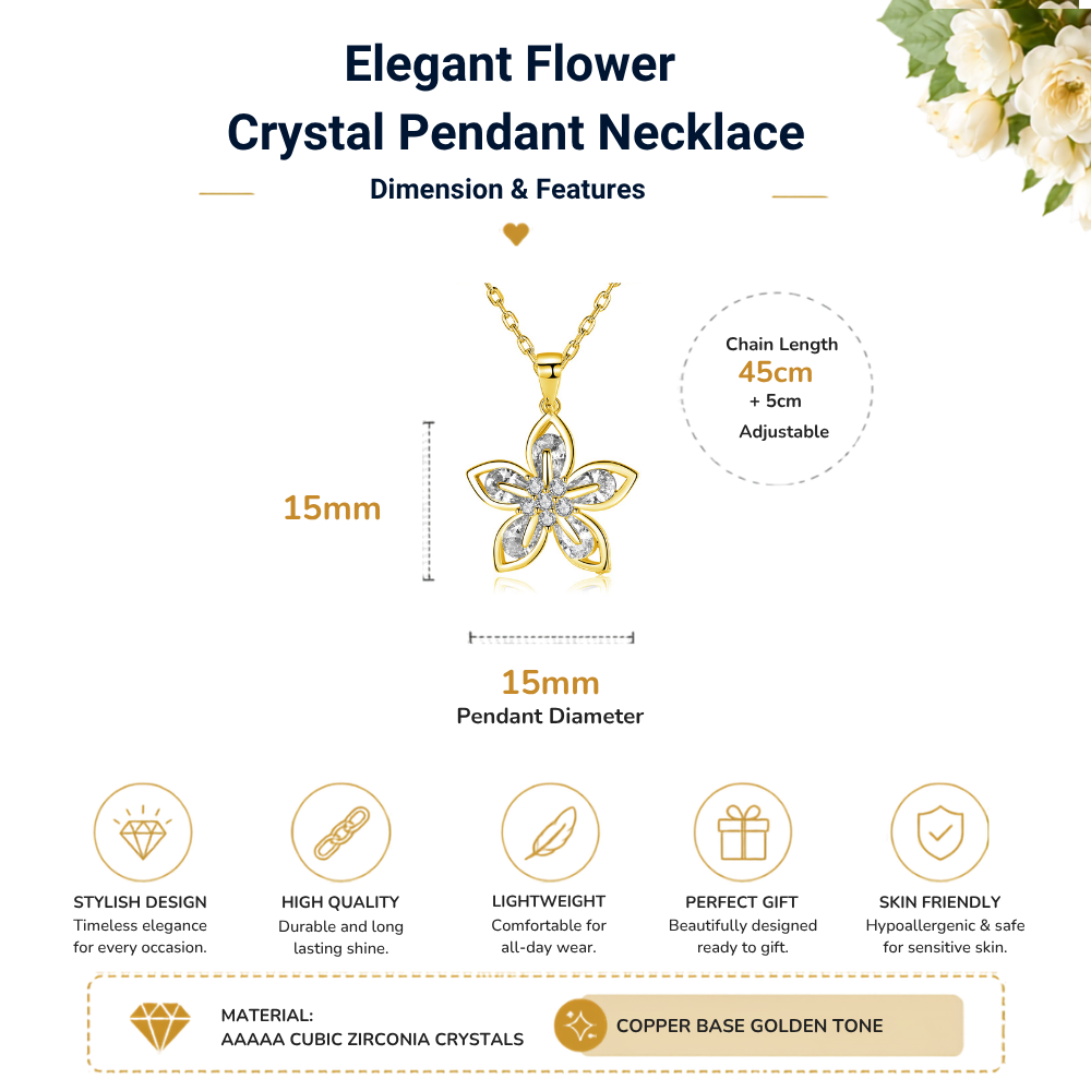 Golden Flower Crystal Necklace