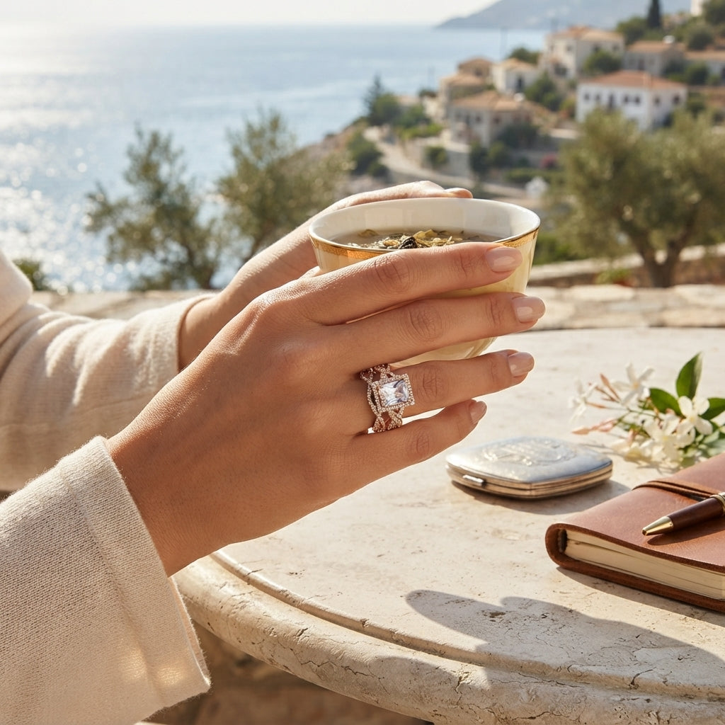 Rose Gold Double Twist Ring Set