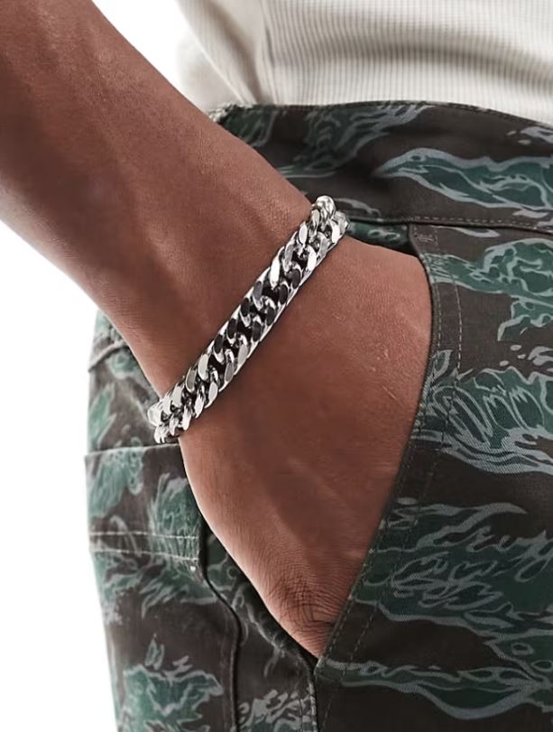 Men Stainless Steel Silver Tone Bracelet