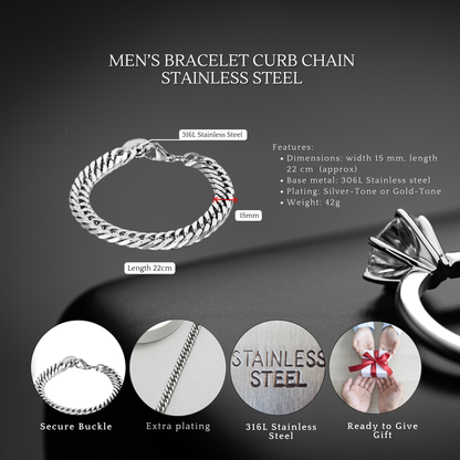 Men Stainless Steel Silver Tone Bracelet